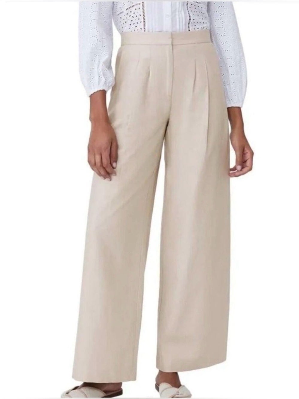 McLaughlin NWT Amal Long Bottoms Linen Blend Light Tan Trousers Pants